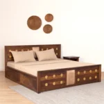 Velora Solid Sheesham Wood Contemporary Box Storage Bed