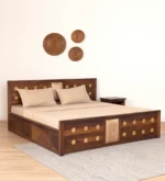 Velora Solid Sheesham Wood Contemporary Box Storage Bed