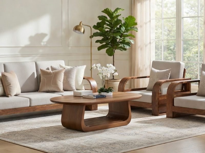 Solid Sheesham Wood Luxury 5 Seater Sofa Set Sarve Furniture