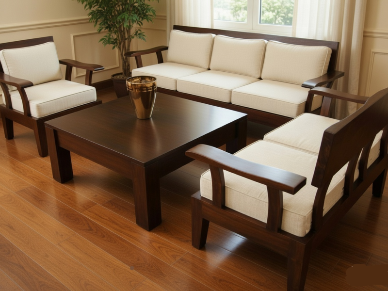 Solid Sheesham Wood Luxury 5 Seater Sofa Set Sarve Furniture